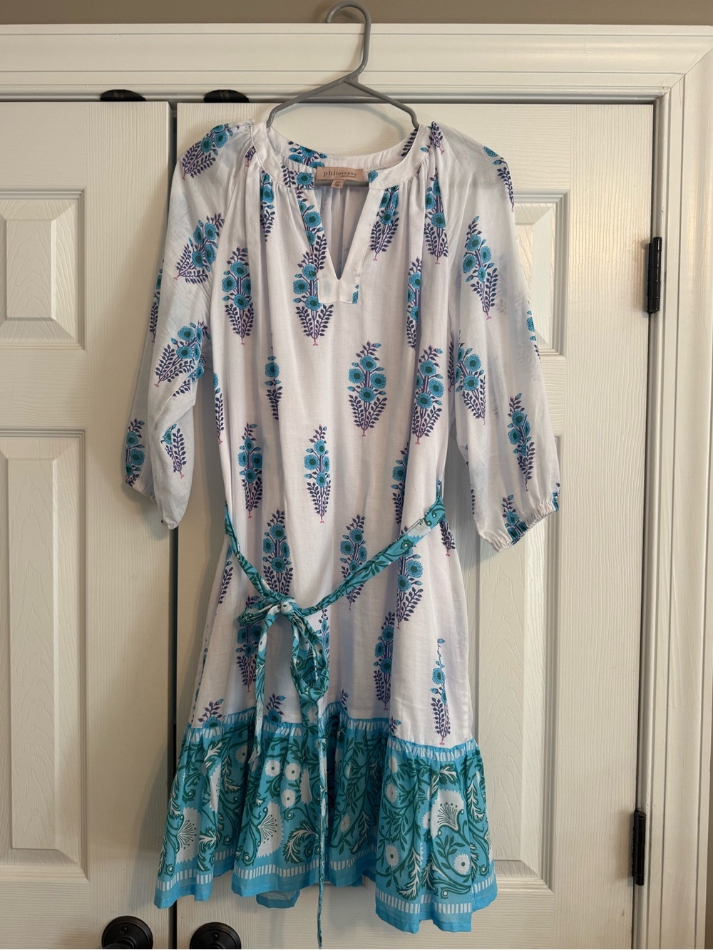Women’s Philosophy Printed Split Neck Dress - Sz M